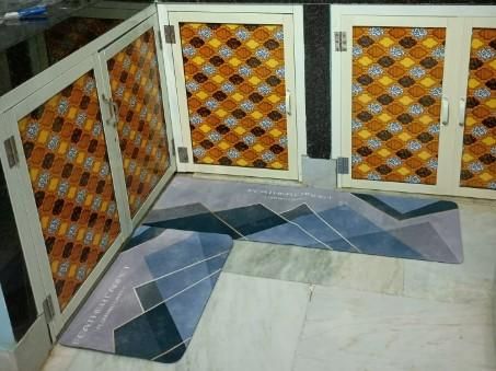 Rubber Floor Mat with Runner Geometric Pattern (Design As per Availability)