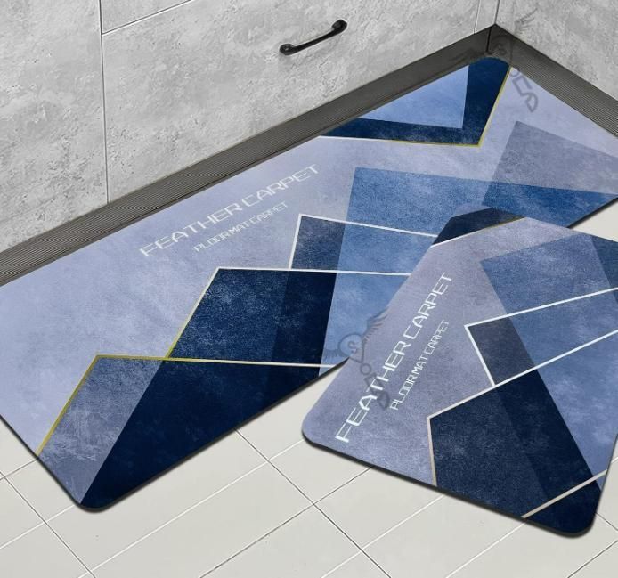 Rubber Floor Mat with Runner Geometric Pattern (Design As per Availability)