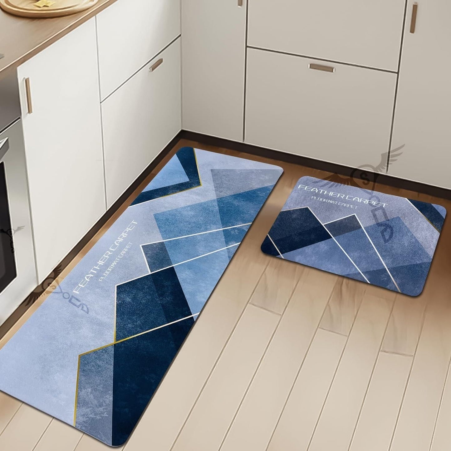 Rubber Floor Mat with Runner Geometric Pattern (Design As per Availability)