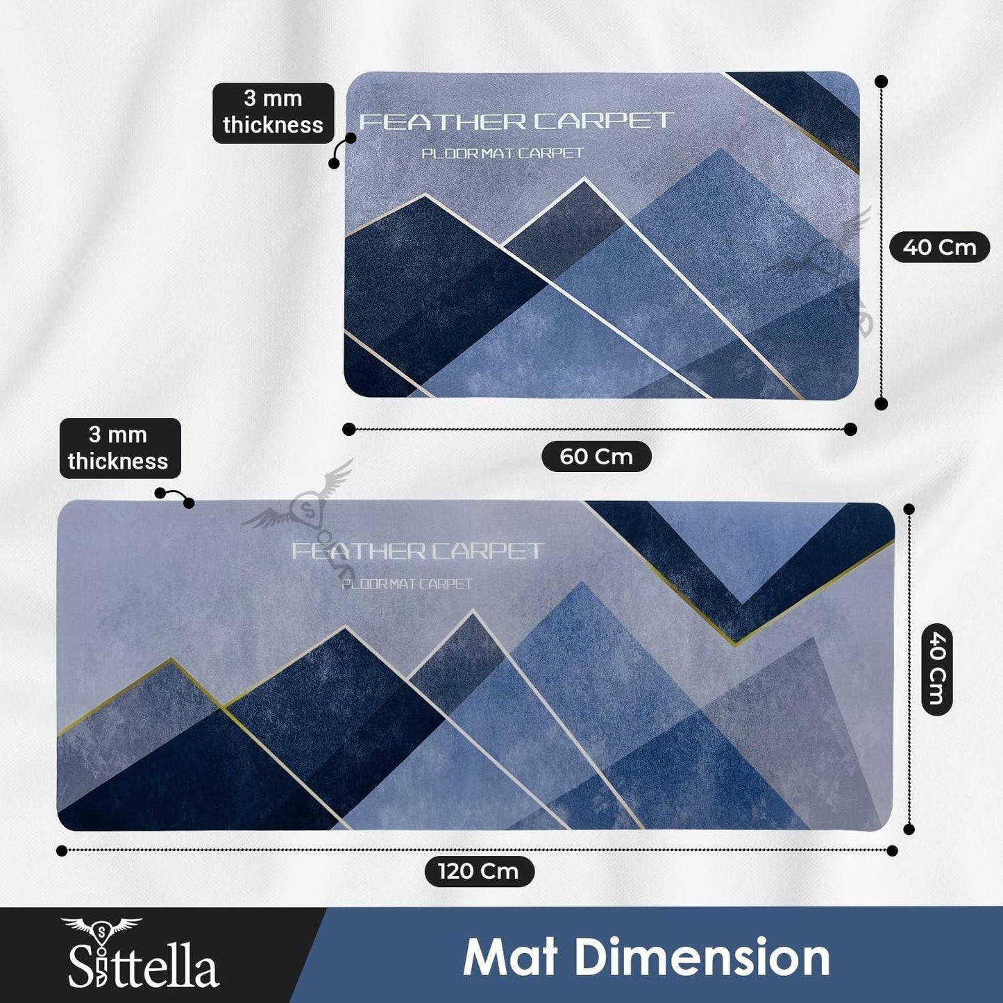 Rubber Floor Mat with Runner Geometric Pattern (Design As per Availability)