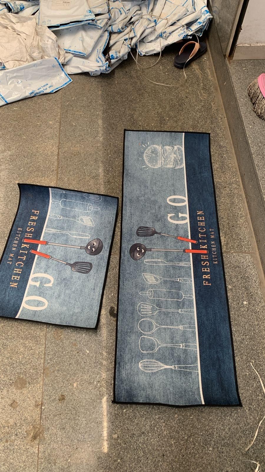 Rubber Floor Mat with Runner Geometric Pattern (Design As per Availability)