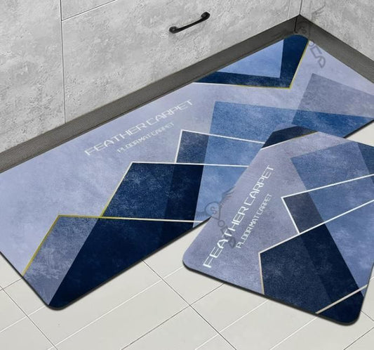 Rubber Floor Mat with Runner Geometric Pattern (Design As per Availability)